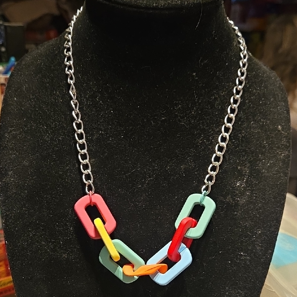Colorful Chain Link Necklace, 2 Lengths